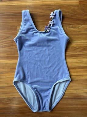 Mondor Lavender Velvet Floral Applique Leotard